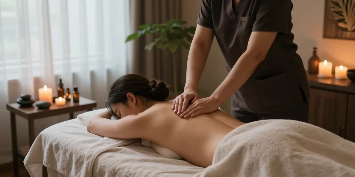Relaxing 부산스웨디시 massage session in a serene spa environment with soft lighting and calming decor.