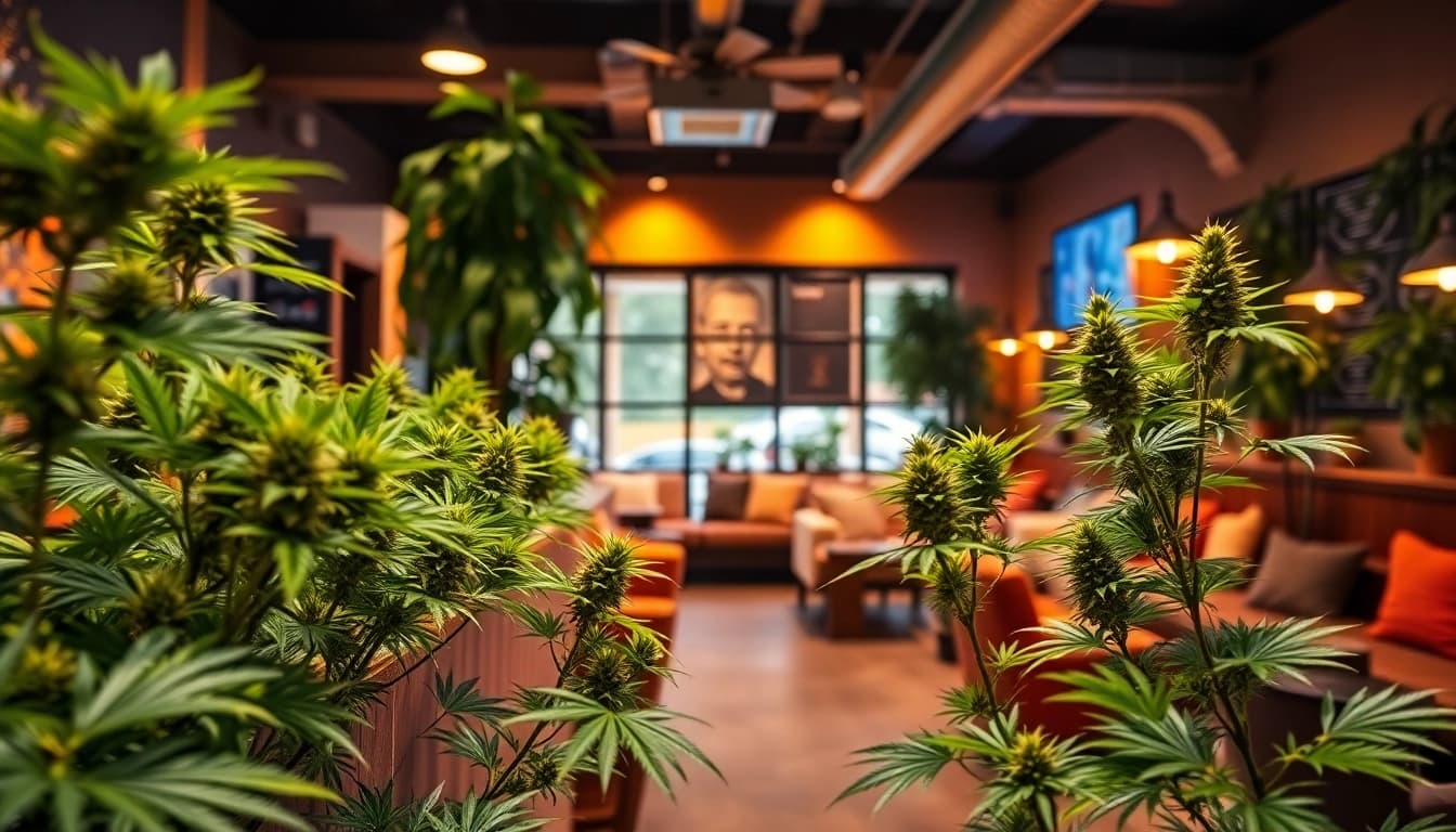 Cannabis club hamburg mit einer einladenden Rezeption und gemütlichen Sitzbereichen.