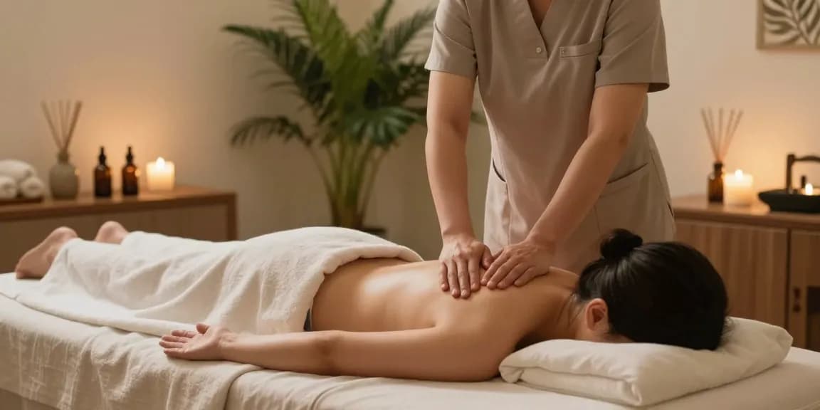 Relaxing 스웨디시 massage session in a calming spa environment.