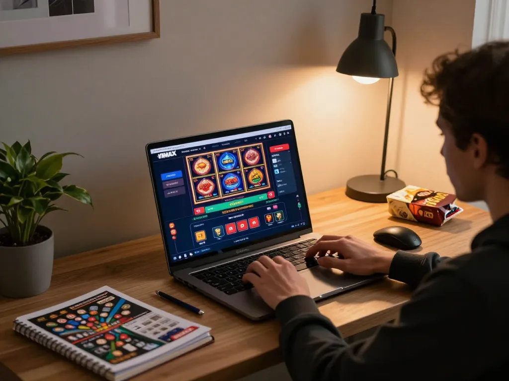 Engaging VMAX gaming experience at home, showcasing online casino interface