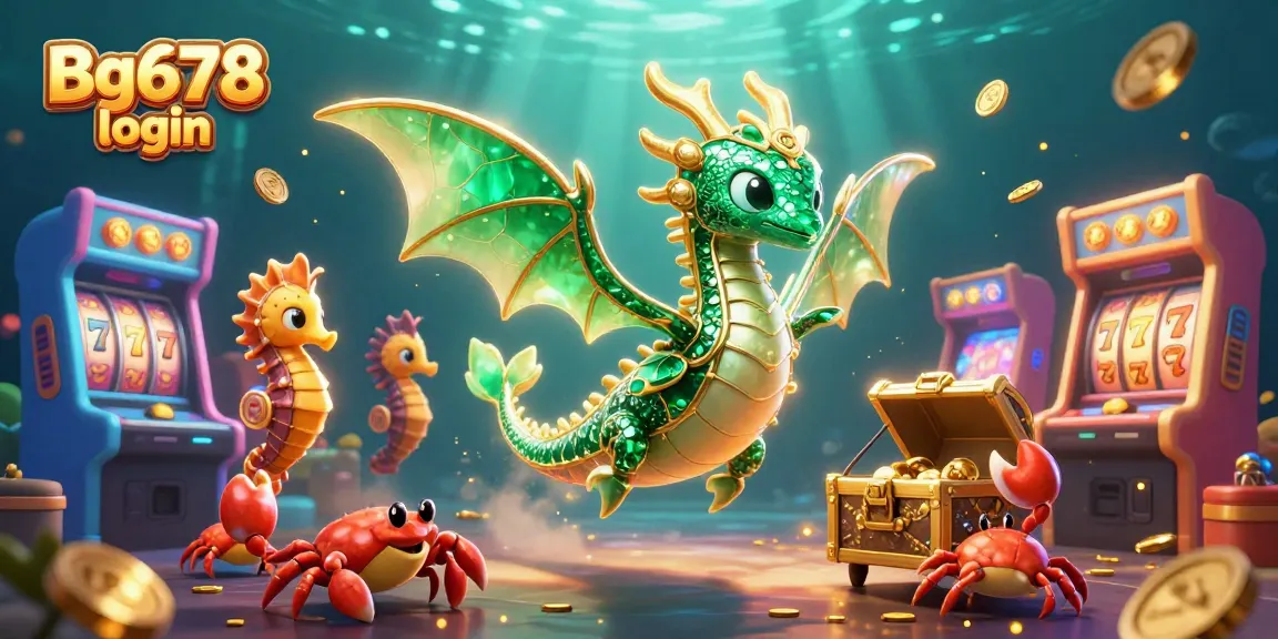 Experience adventure with Bg678 login at a vibrant underwater casino featuring a dragon and treasure.