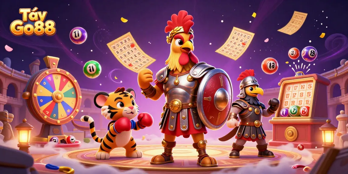 Engage in thrilling fun with Tải Go88 as the rooster gladiator leads the gaming action.