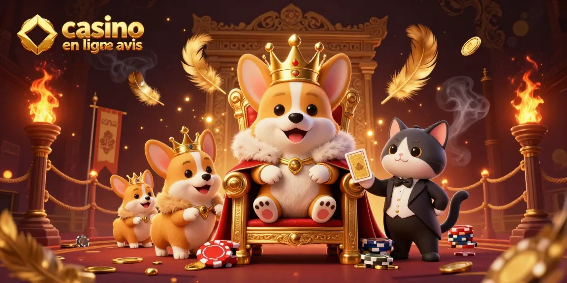 Revivez l'expérience des jeux avec les avis de casino en ligne, où le corgi royal trône sur des jetons de poker.