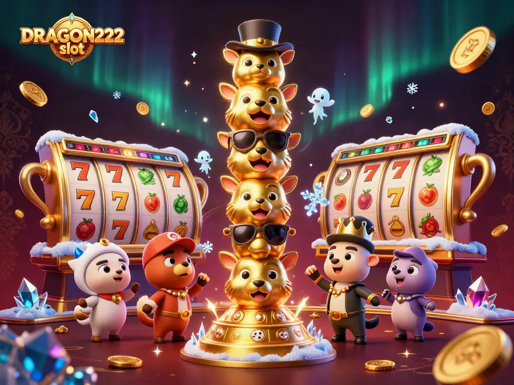 Spin the reels and win big with DRAGON222 slot in this vibrant, thrilling casino scene.