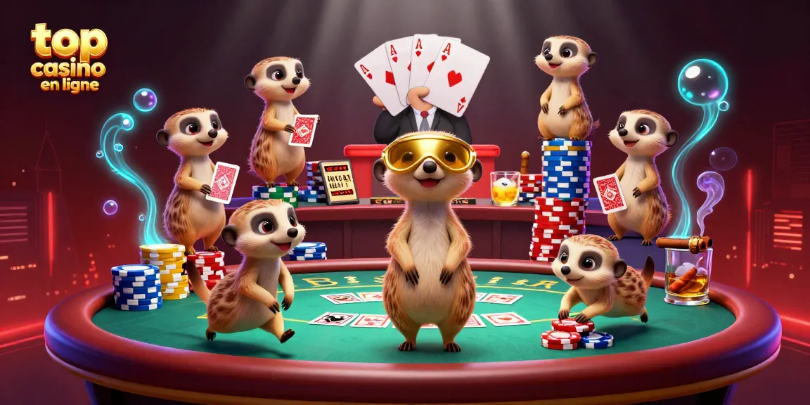 Top casino en ligne : colonie de suricates gérant un casino dans une scène animée