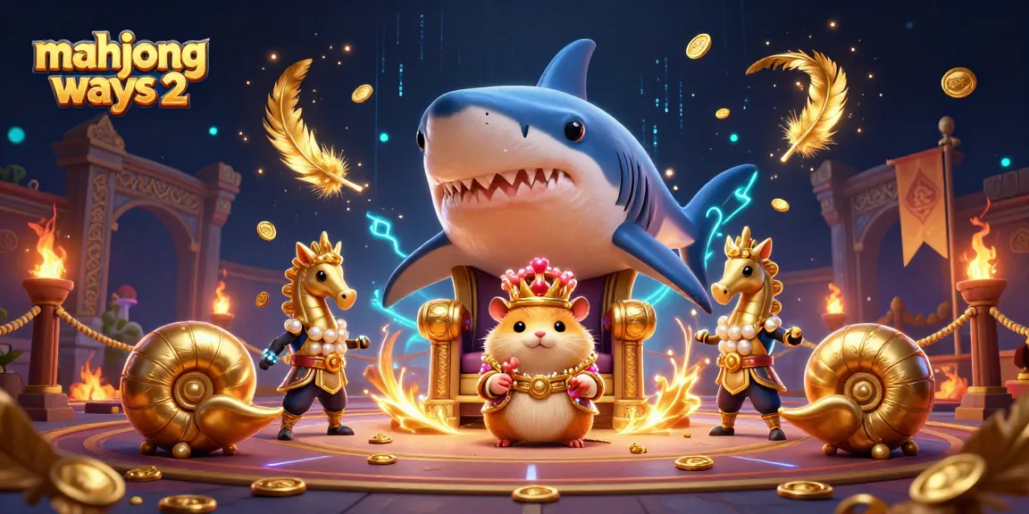Engage with mahjong ways 2, featuring a fierce hamster king amidst vibrant casino elements.