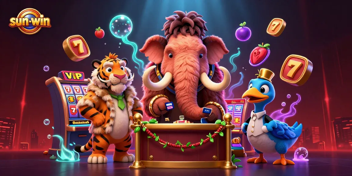 Experience the thrill of sun-win gaming with the vibrant scene of cartoon characters in a casino setting.