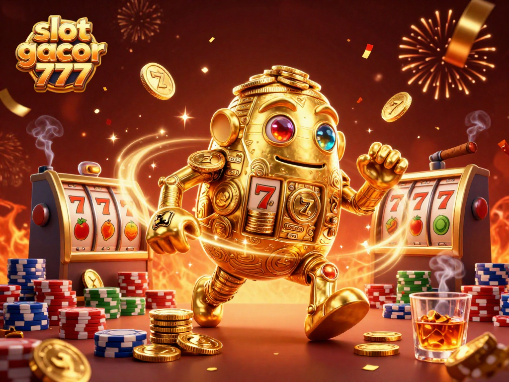 Experience thrilling gameplay with slot gacor 777, featuring a magical golden golem and vibrant casino elements.