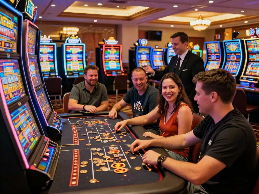 Players enjoying the exciting slot88 gaming experience in a vibrant casino atmosphere