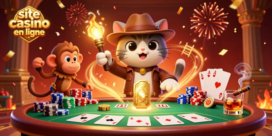 Participez à des jeux palpitants sur le site casino en ligne avec des personnages excitants découvrant des trésors et des éléments de jeu vibrants.