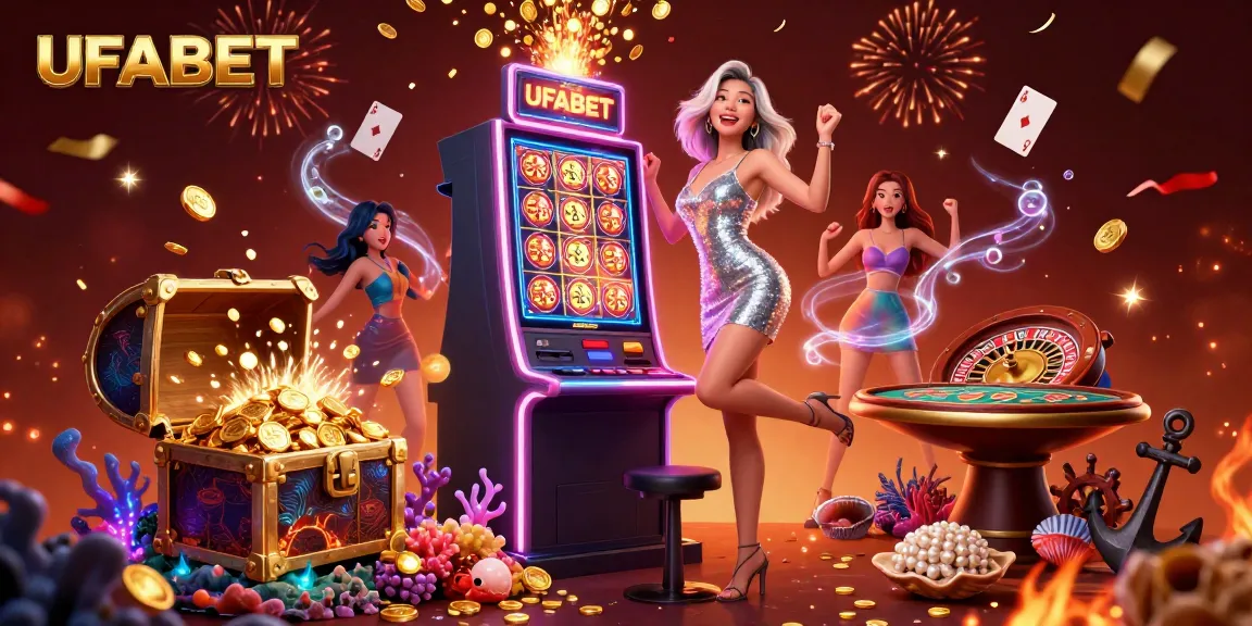 UFABET offers an exhilarating slot experience with jackpot celebrations and vibrant casino elements.
