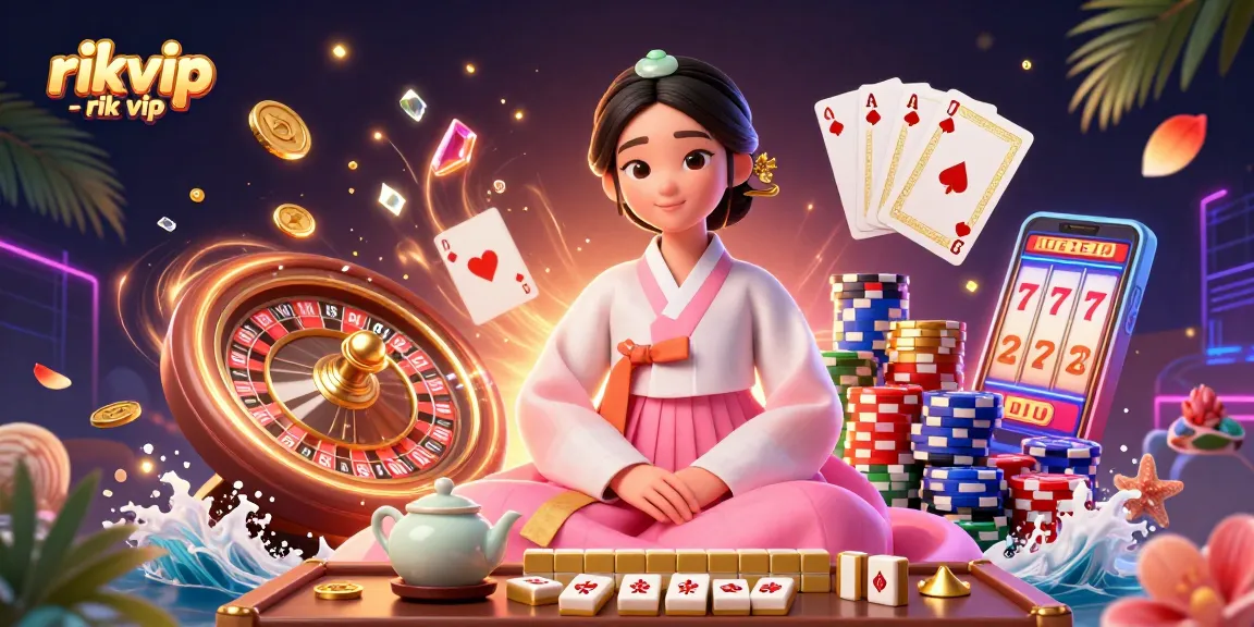 Experience the excitement of rikvip - rik vip with dynamic gambling elements, golden coins, and vibrant characters.