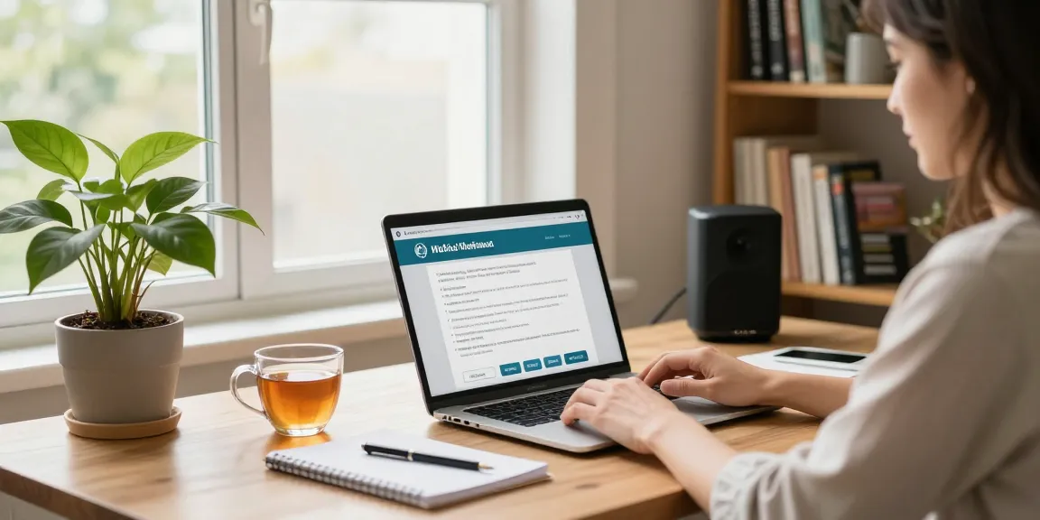 Applying for a medical marijuana card online in a cozy home office