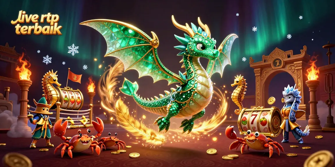 Experience the excitement of live rtp terbaik with this vibrant 3D casino scene featuring a sea dragon and treasure.