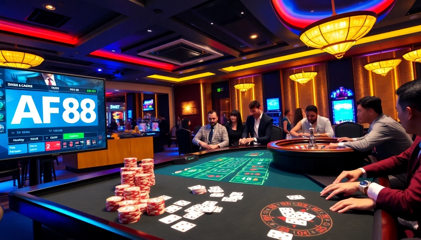 Experience the thrill of gambling with AF 88 at a luxurious casino table.