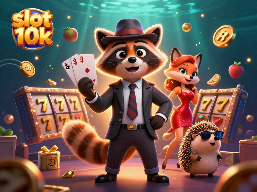 Experience thrilling wins with slot 10k at a dynamic casino scene featuring fun characters and slot elements.
