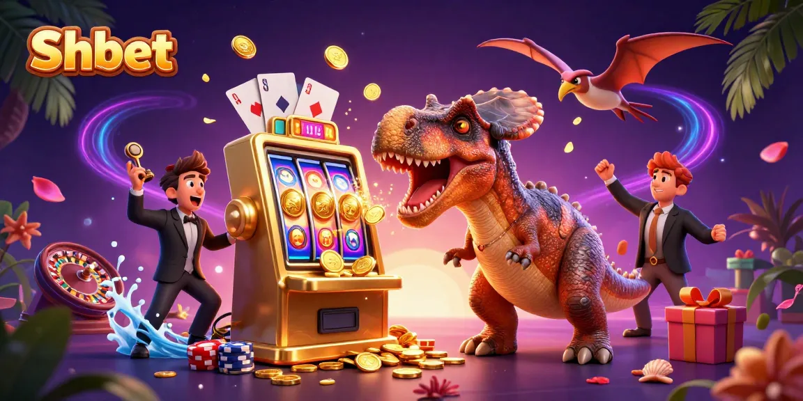 Shbet slot game excitement with vibrant characters and coins in a dynamic casino scene.