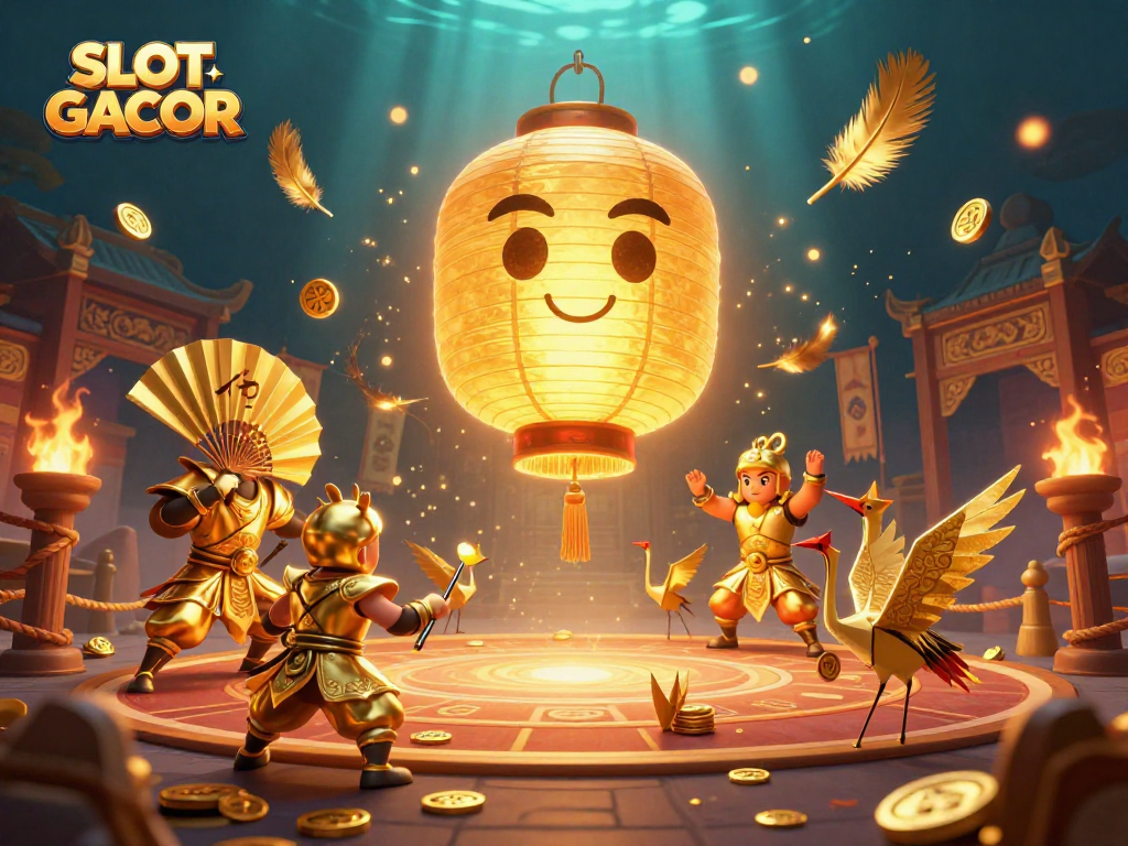 Catch the excitement with SLOT GACOR, where golden lanterns illuminate a vibrant casino night filled with endless gaming opportunities.