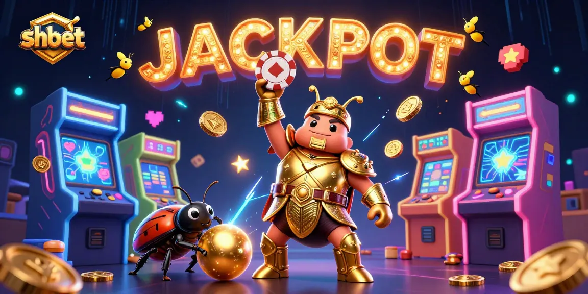 Spin to win with shbet, as a hero beetle lifts a poker chip celebrating a jackpot!