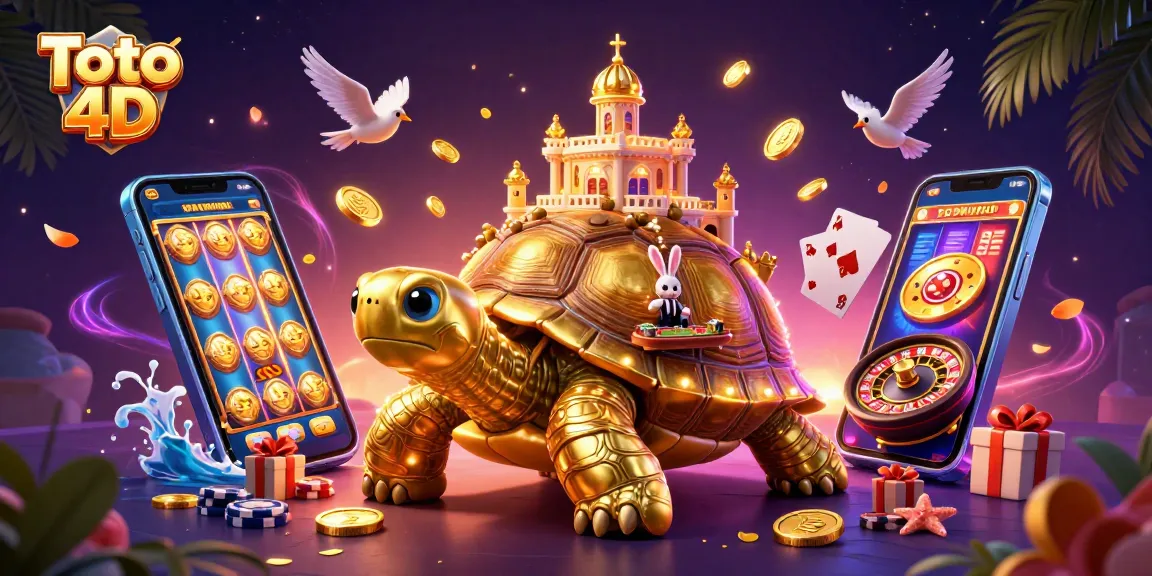 Engage in Toto 4D excitement with our interactive, vibrant casino-themed 3D illustration featuring rich game elements.