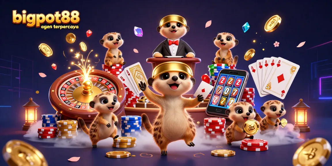 Experience dynamic gaming excitement with bigpot88 agen terpercaya at this captivating casino illustration.