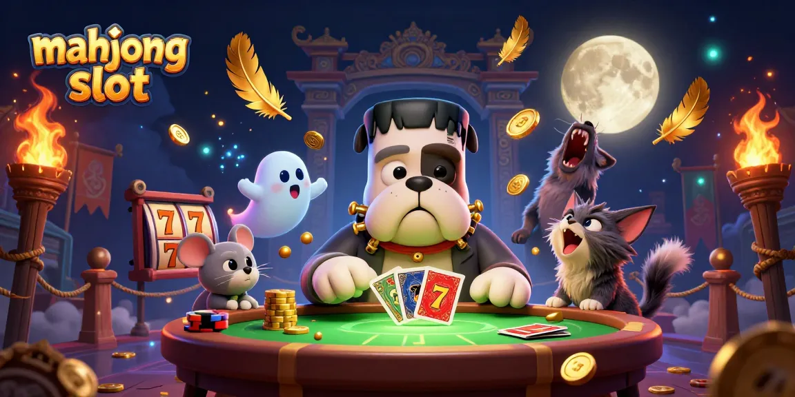Engage with the mahjong slot experience at a vibrant casino themed illustration with captivating characters.