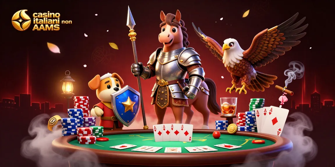 Interagisci con i casino italiani non AAMS attraverso questa vivace illustrazione 3D piena di emozioni da poker e giochi.