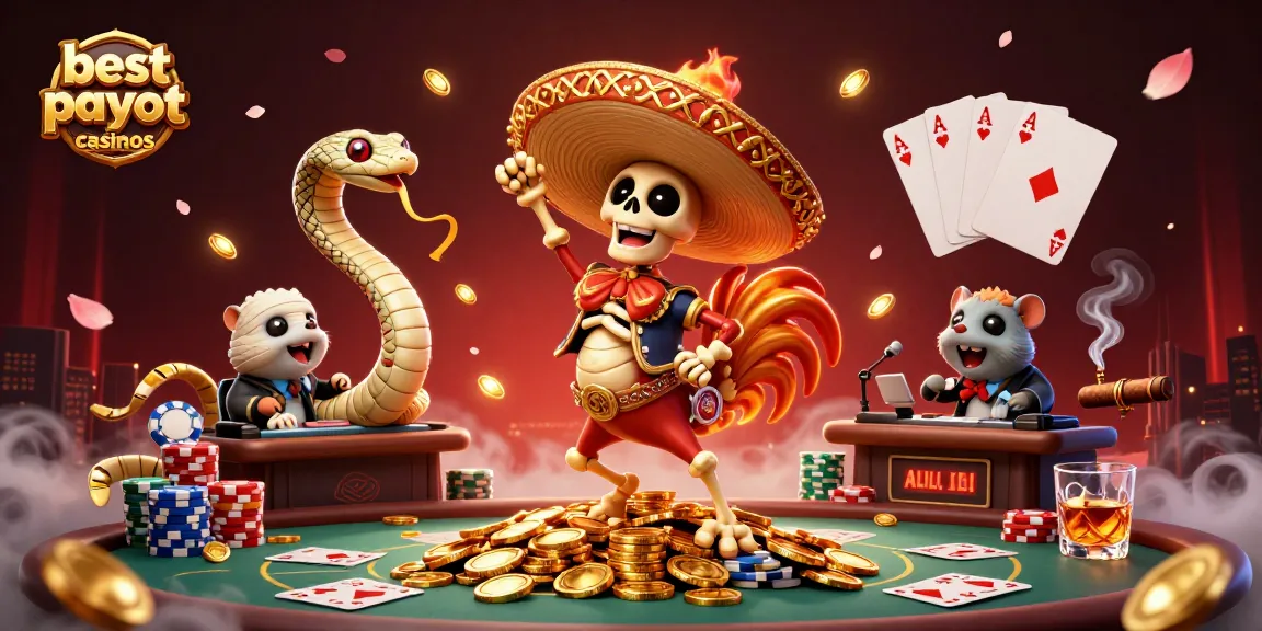 Catch exciting action at the best payout casinos featuring animated characters celebrating wins.