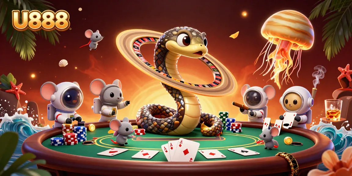 Place bets and spin the Saturn ring snake in U888's vibrant casino universe filled with excitement.