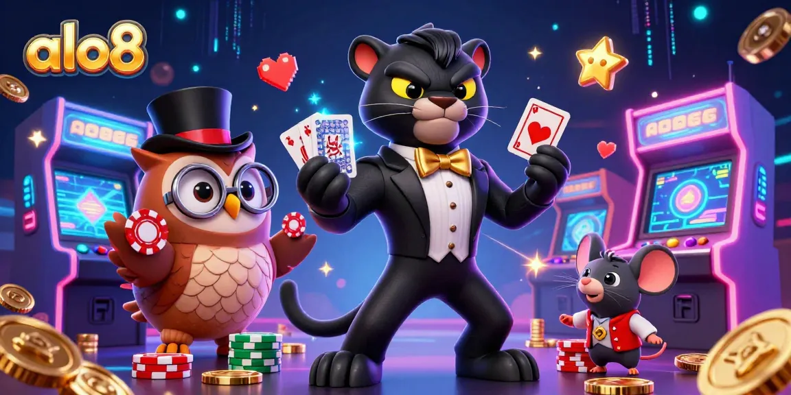 Engage with ALO8's thrilling casino action featuring elegantly styled characters and vibrant game elements.