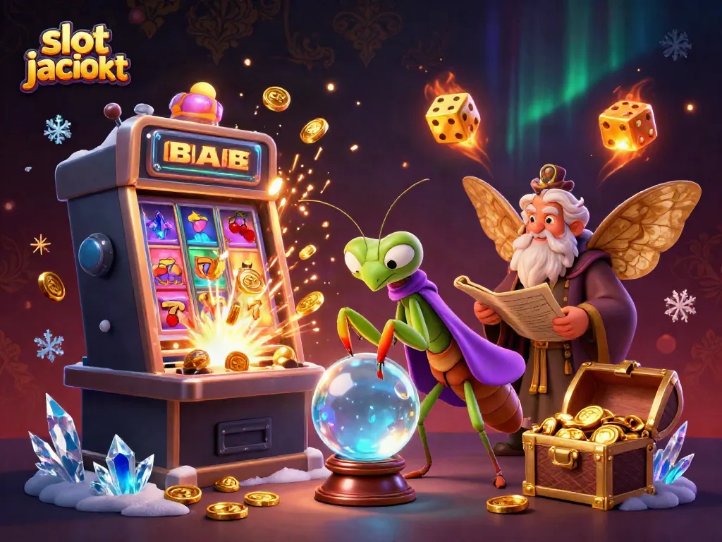 Experience the thrill of slot jackpot wins in this colorful, dynamic casino scene filled with fortune tellers and excitement
