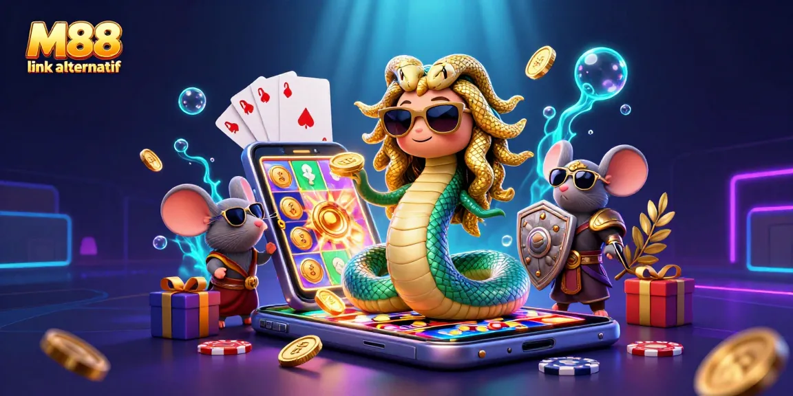 M88 link alternatif offers thrilling online casino action with cute Medusa and a warrior mouse.