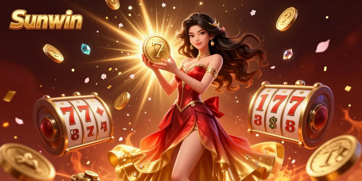 Sunwin offers an exhilarating casino experience with vibrant elements and jackpots raining down.