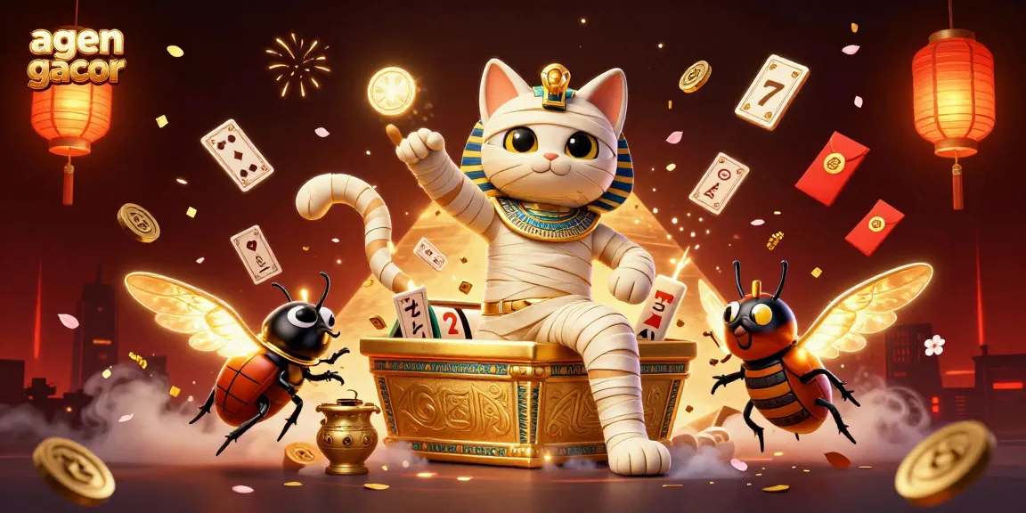 Experience thrilling wins with agen gacor slots in an enchanting 3D pyramid casino scene.