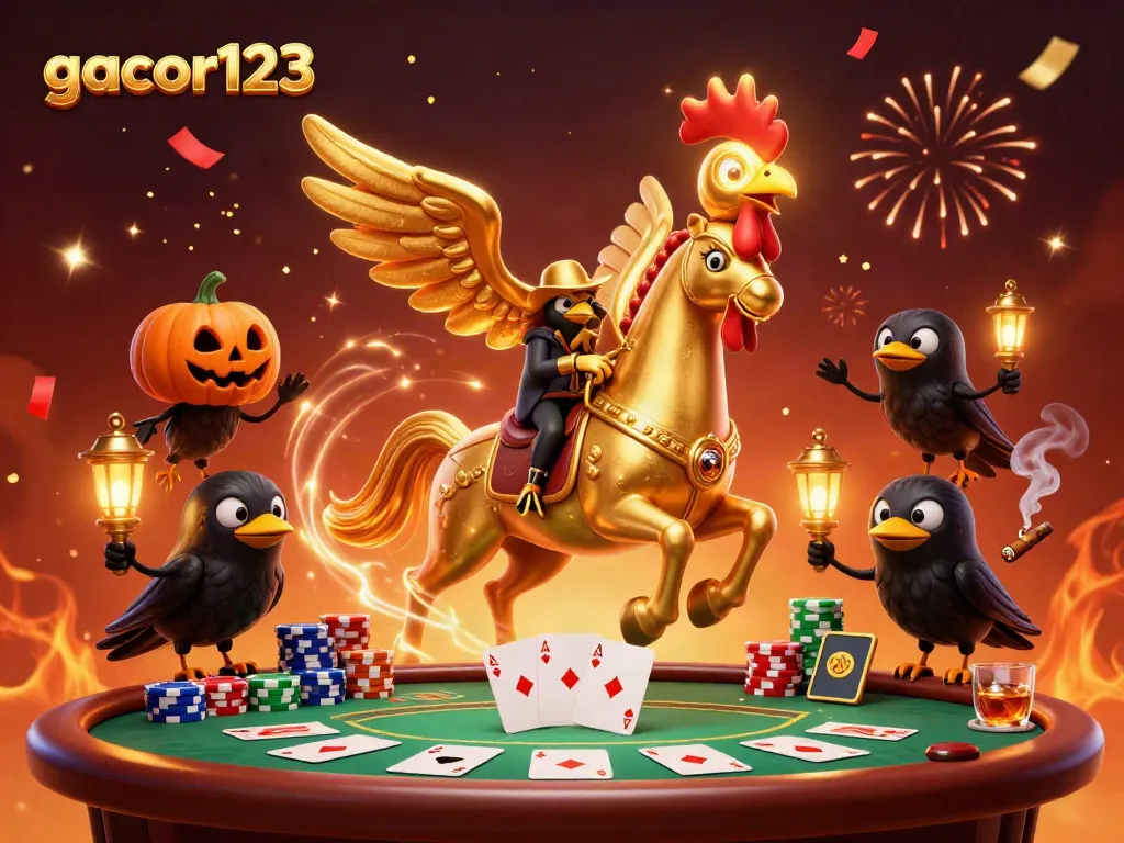 Experience the vibrant energy of gacor123 with a mystical scene filled with magical casino elements.