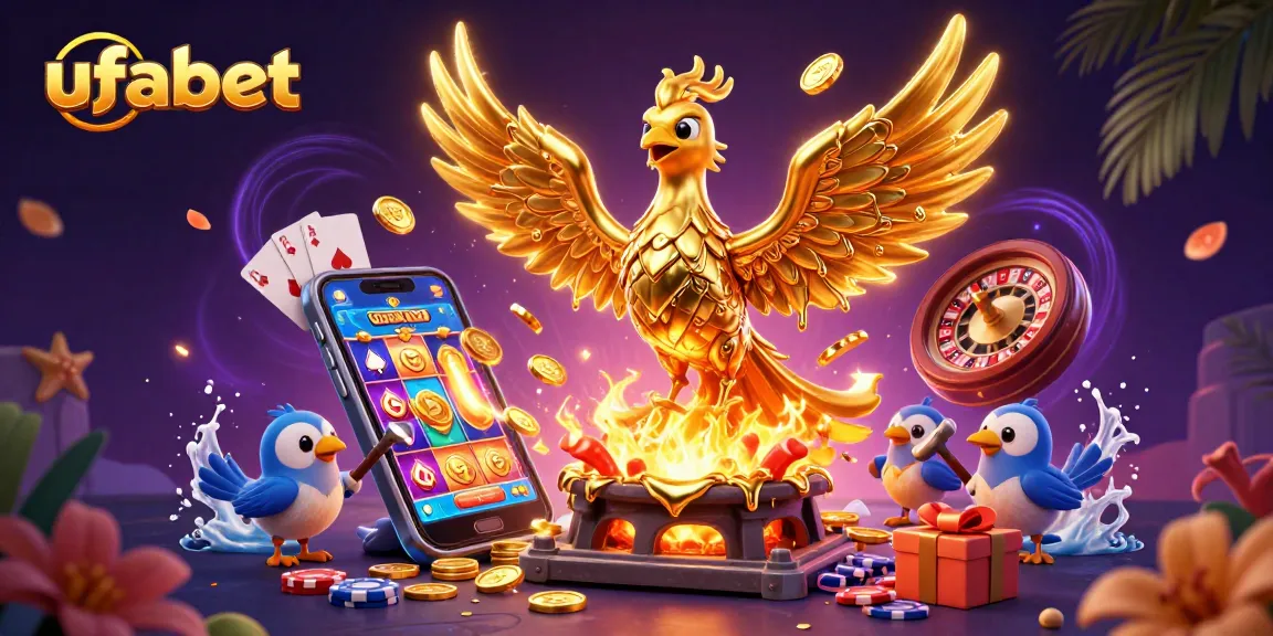 Experience ufabet gambling action with a dynamic golden phoenix and engaging gaming elements.
