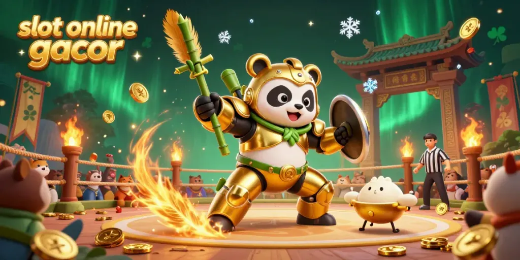 Experience the excitement of slot online gacor in this vibrant 3D illustration with lively characters and dynamic elements.