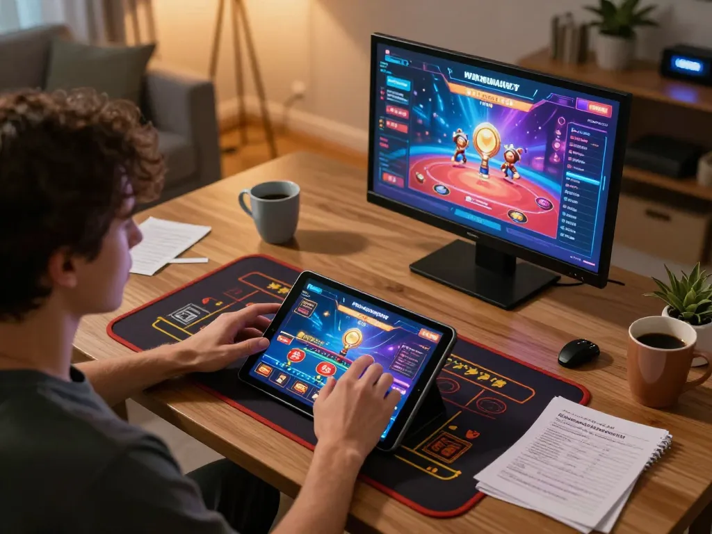 Player enjoying online gaming at home, accessing trang chủ dn88 for thrilling gambling experience.