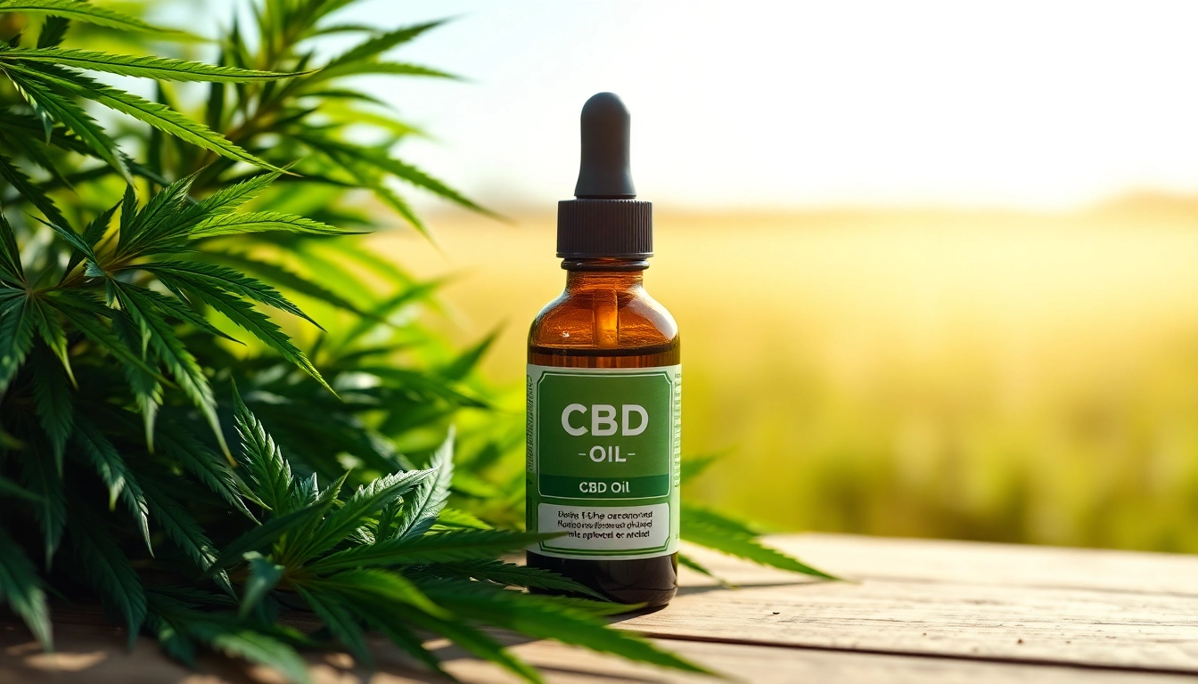 Craft high-quality CBD Oil bottle amidst green hemp leaves on a wooden table.