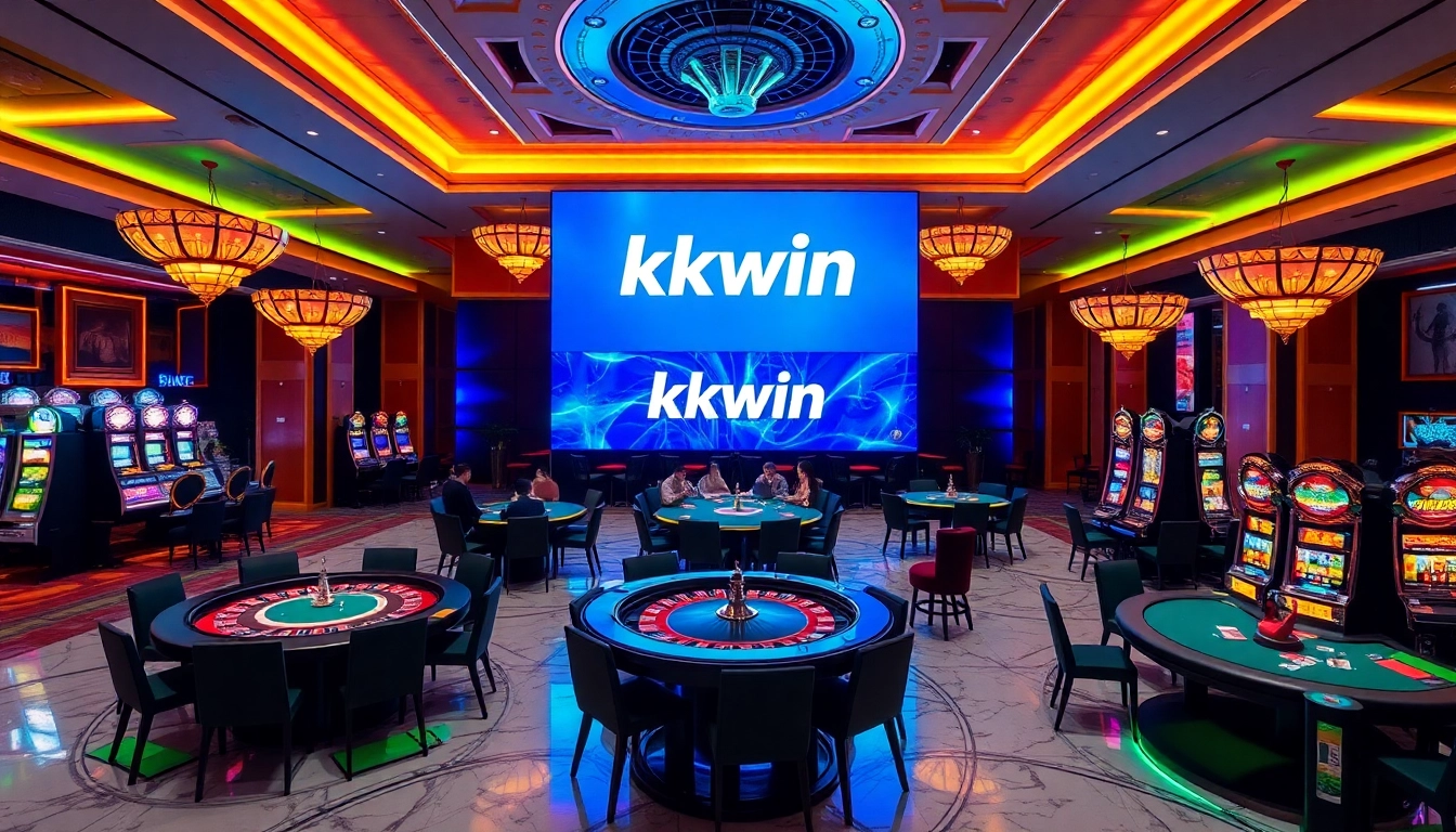 Experience the thrill of nhà cái kkwin with exciting casino elements like roulette wheels and poker tables.