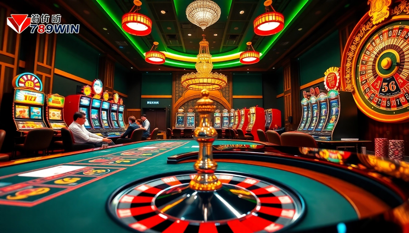 Exciting gambling scene showcasing the trang chủ 789win with players at a poker table.