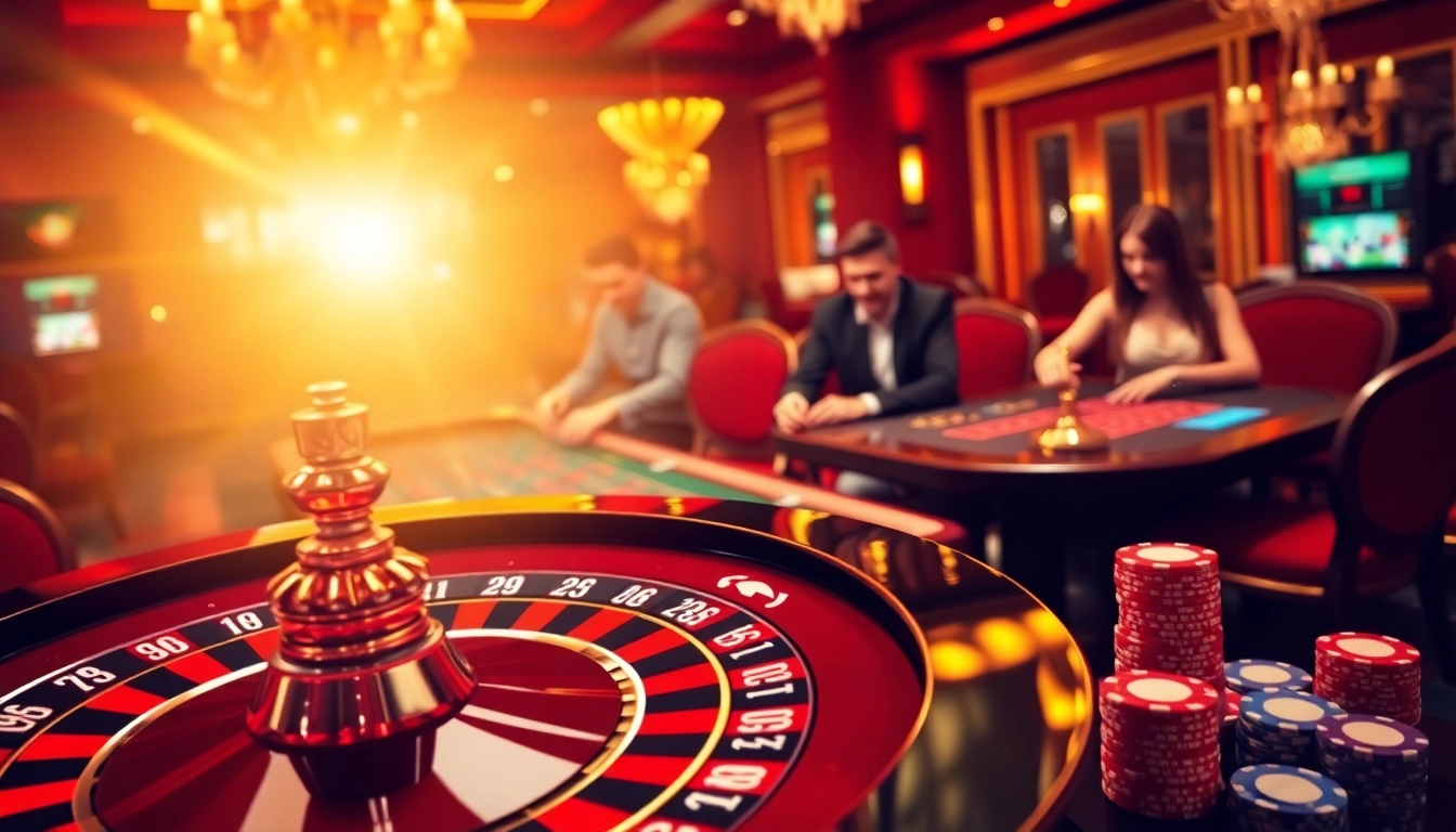 Engaged players enjoying blackjack at nohu. com's premium casino, surrounded by vibrant roulette and poker elements.