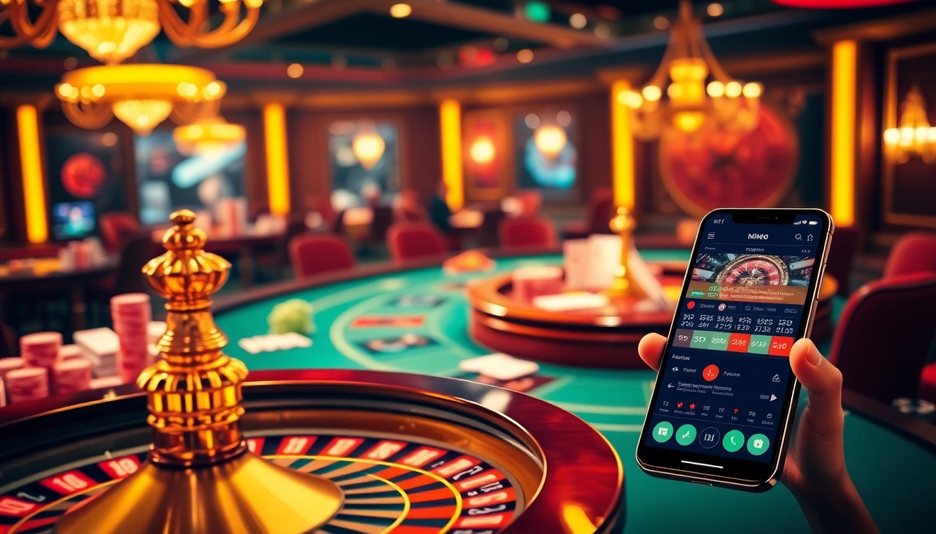 Engaging scene at nhà cái m88 with vibrant casino elements and online betting interfaces.