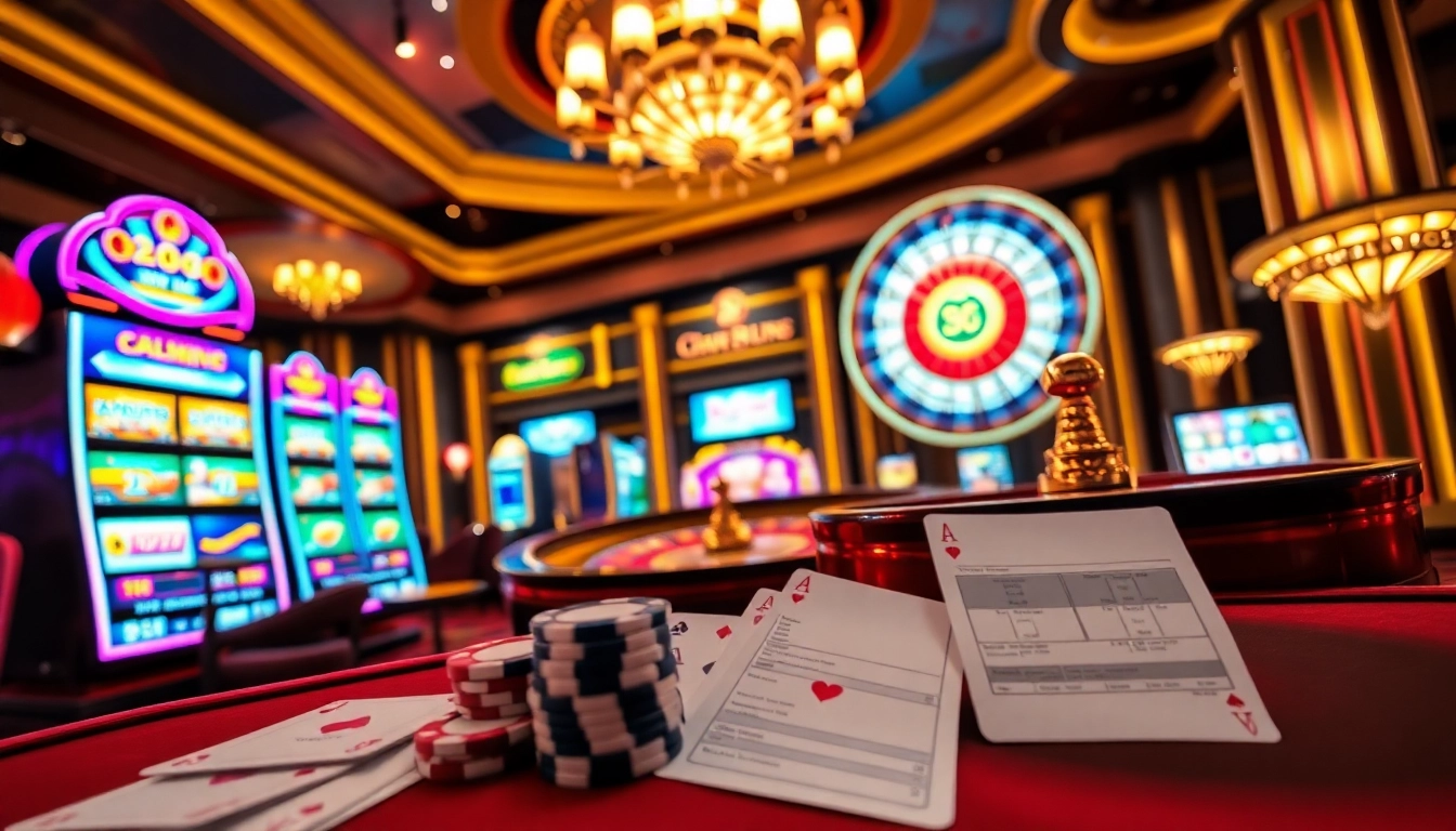 Experience thrilling gameplay at Luckywin 88 with vibrant slot machines and elegant casino tables.