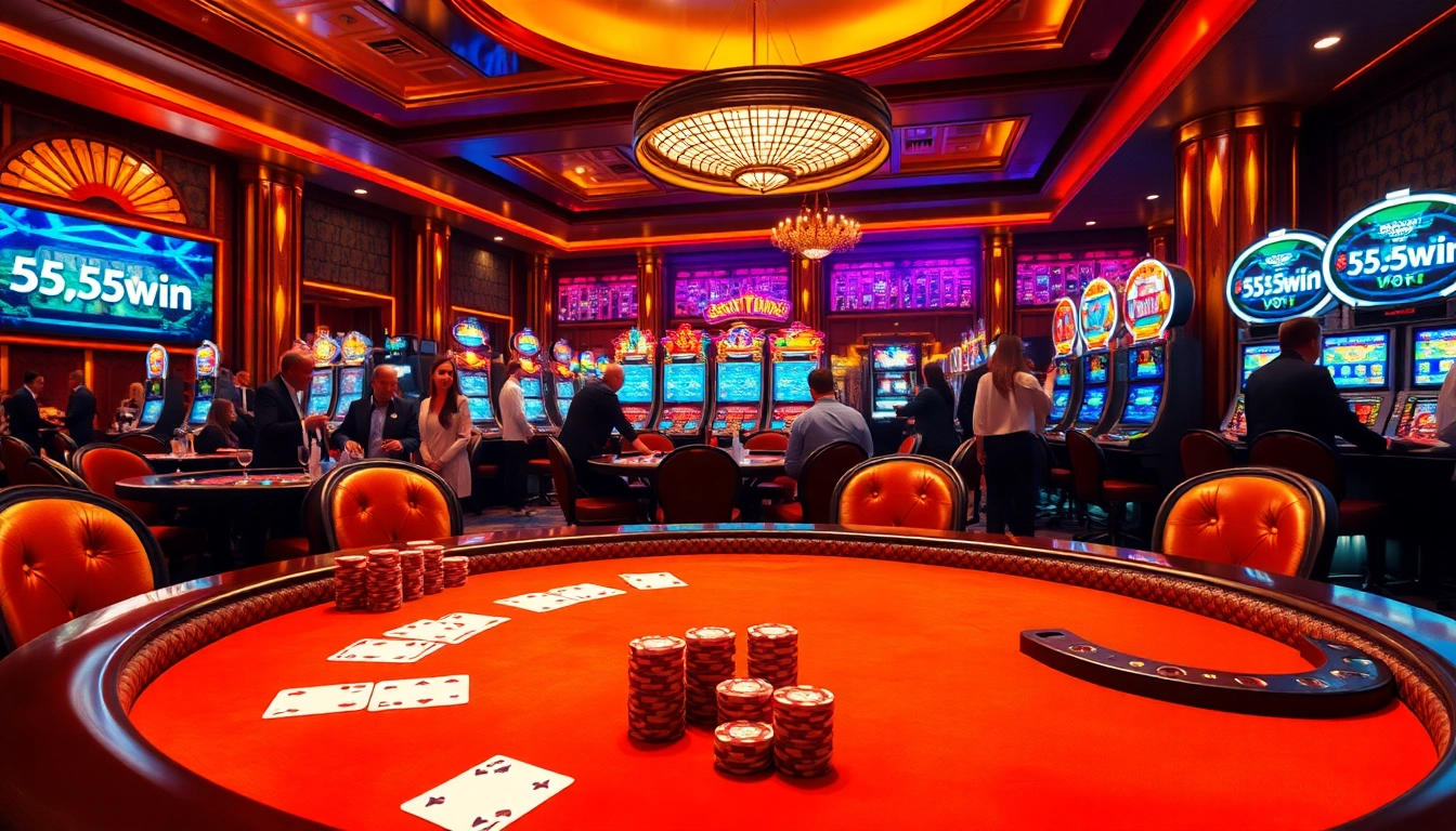 Engage in thrilling casino action with 555win at a luxurious poker table full of excitement.