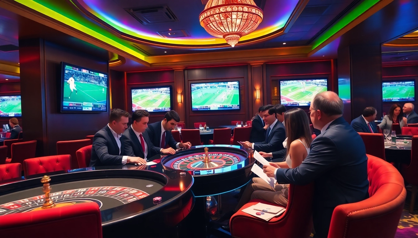 Gambling action at a luxury casino with live sports betting inspired by Nowgoal's thrilling updates.