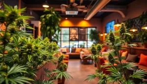Cannabis club hamburg mit einer einladenden Rezeption und gemütlichen Sitzbereichen.