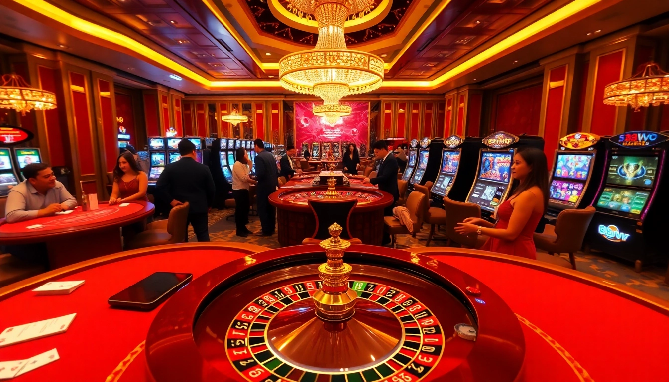 Players enjoying thrilling gambling activities at 88vv casino.