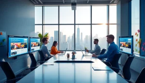 Custom website design NYC team collaboration in a modern office setting.