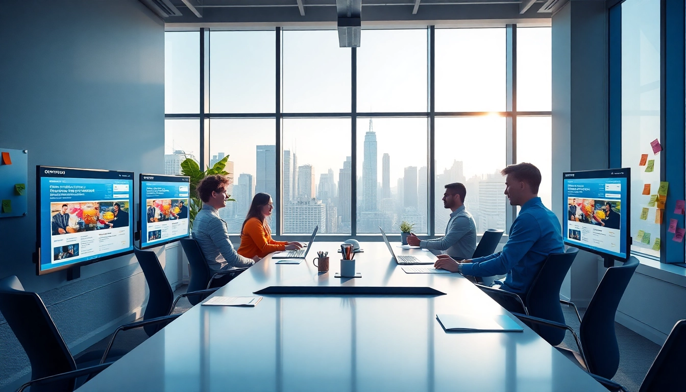 Custom website design NYC team collaboration in a modern office setting.